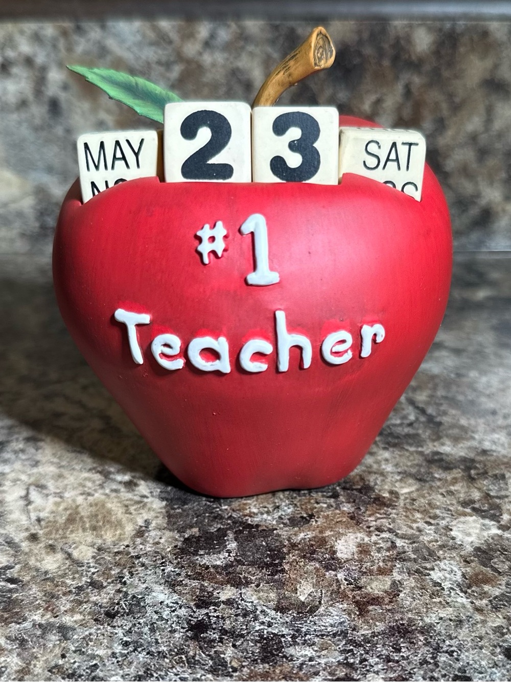 Russ Berrie Red Apple '#1 Teacher' Perpetual Desk Calendar